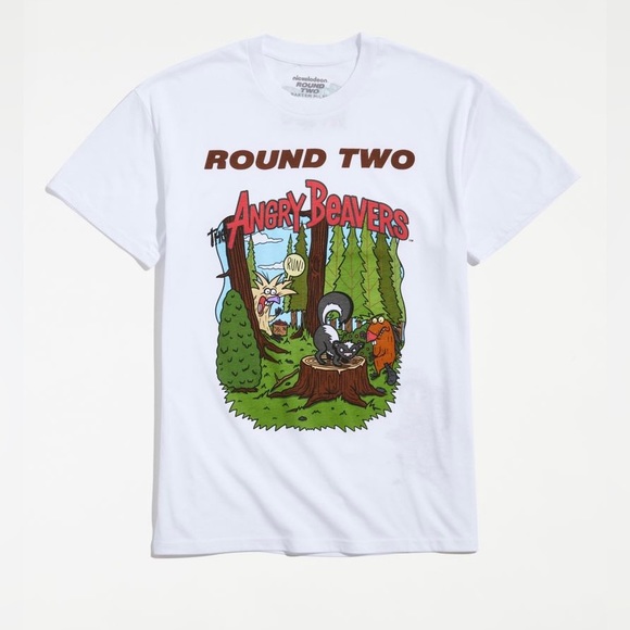 Urban Outfitters | Angry Beavers White Graphic T-shirt | Size L NWT - Picture 2 of 7